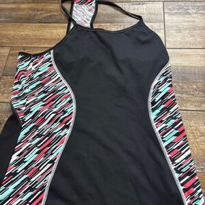 GSX Black Pink Teal Racerback Gym Women's Tank DriFit Large Running Athletic Top